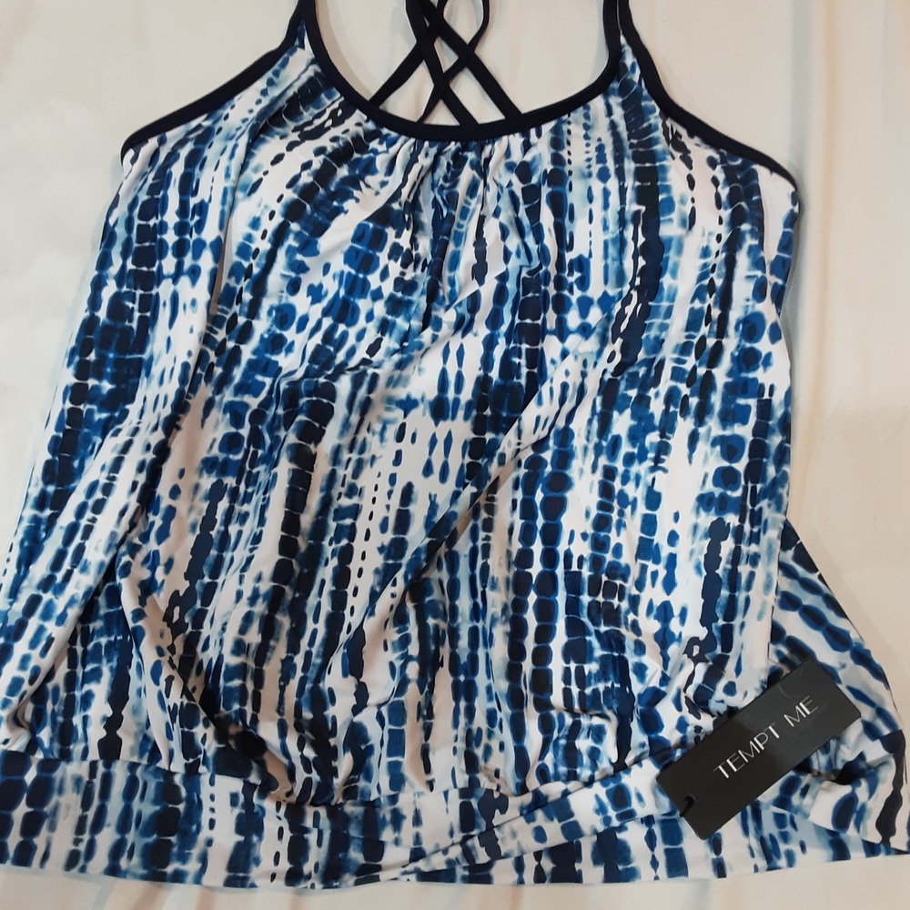 Blue and White Women's Bathing Suit Top C1
